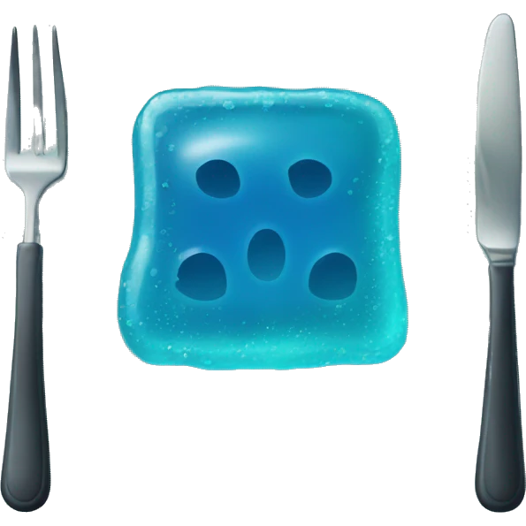 square blue jelly slab on plate emoji