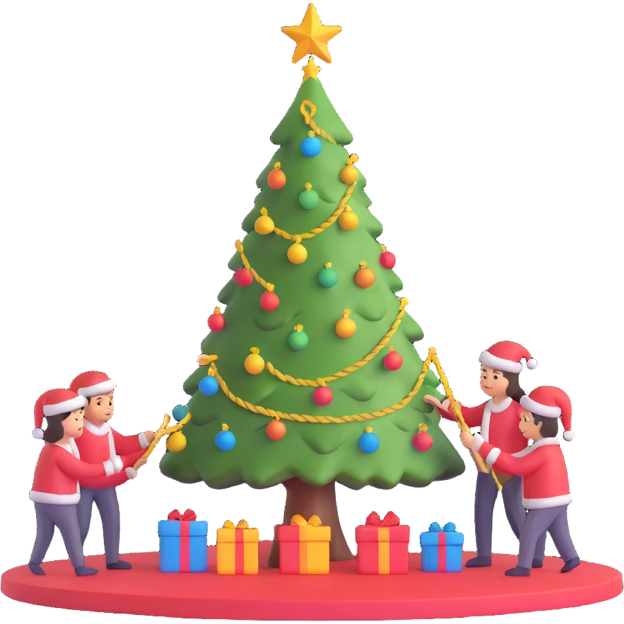 people decorating a Christmas tree emoji