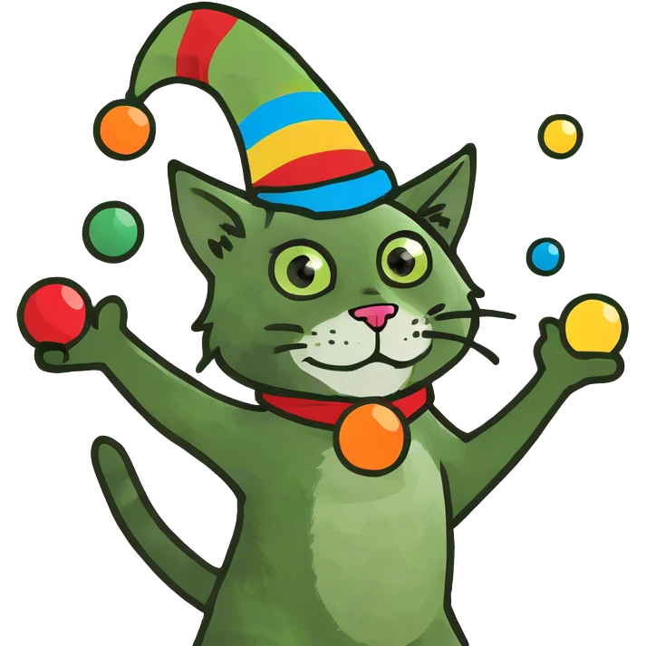 Cat juggling balls emoji