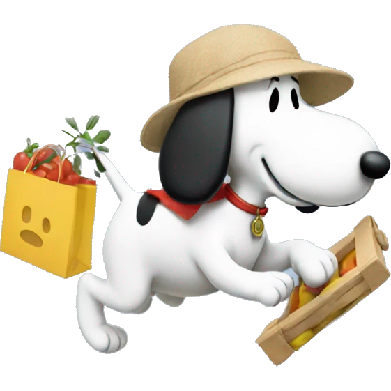 Snoopy in a hurry to shop  emoji