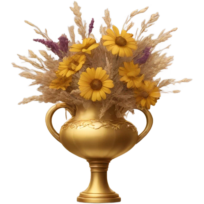 dried flowers in a golden vase emoji