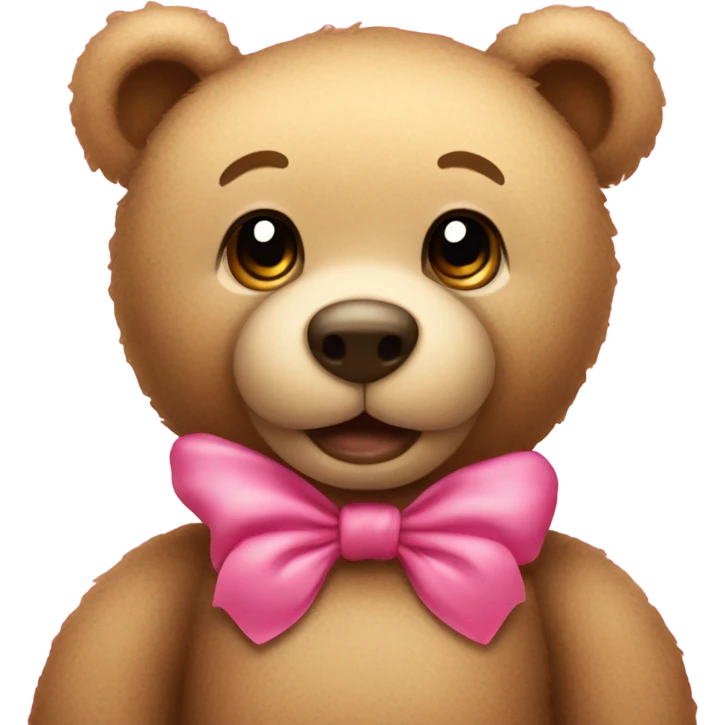 Teddy bear with a cute pink bow emoji