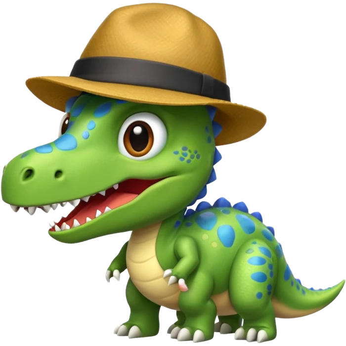 A dinosaur with hat emoji