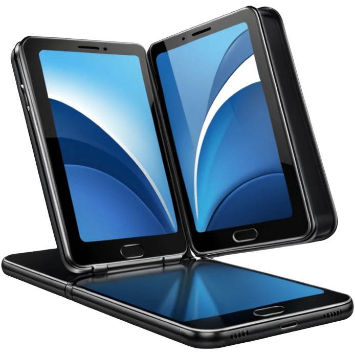 Foldable phone halfway open.






















 emoji