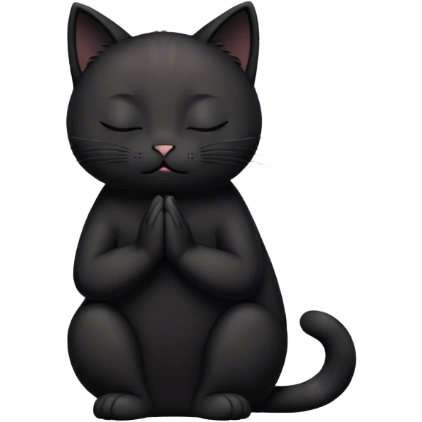praying black cat with closed eyes emoji