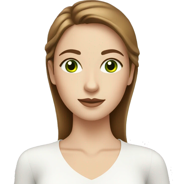 A white woman with brown hair and green eyes doing skincare emoji