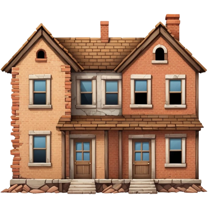 a house and a derelict house side by side emoji
