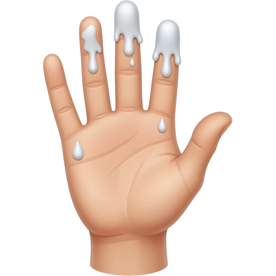 Female hand with wet splatter on her index and middle finger emoji