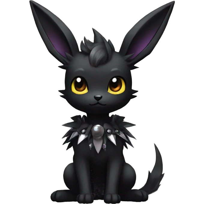 Dark Black Punk Kawaii Eeveelution-Cute-Pokémon-fusion full body emoji