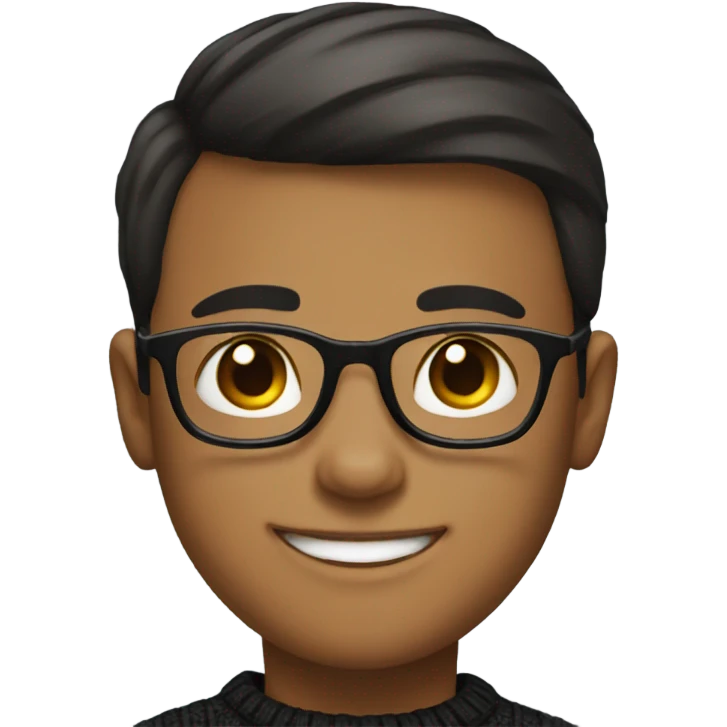 Smiling boy, with glasses, and black sweater emoji