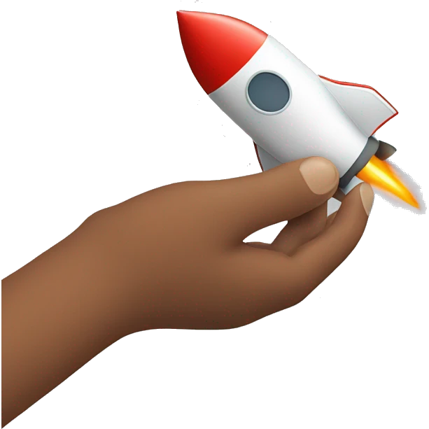 a hand catching a rocket emoji