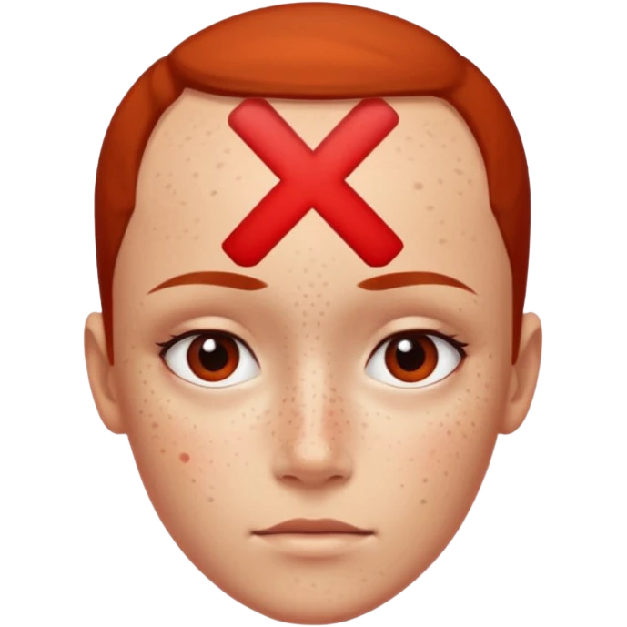 Forhead with a red small "x" symbol in the center emoji