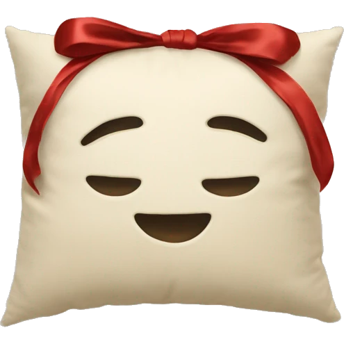 Aesthetic biege pillow with a red bow emoji
