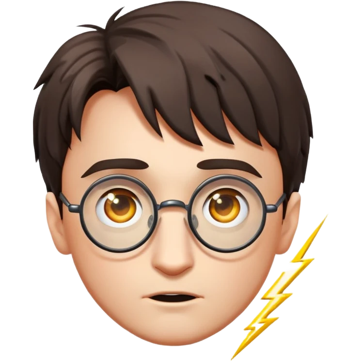 Harry Potter with round glasses and lightning scar emoji