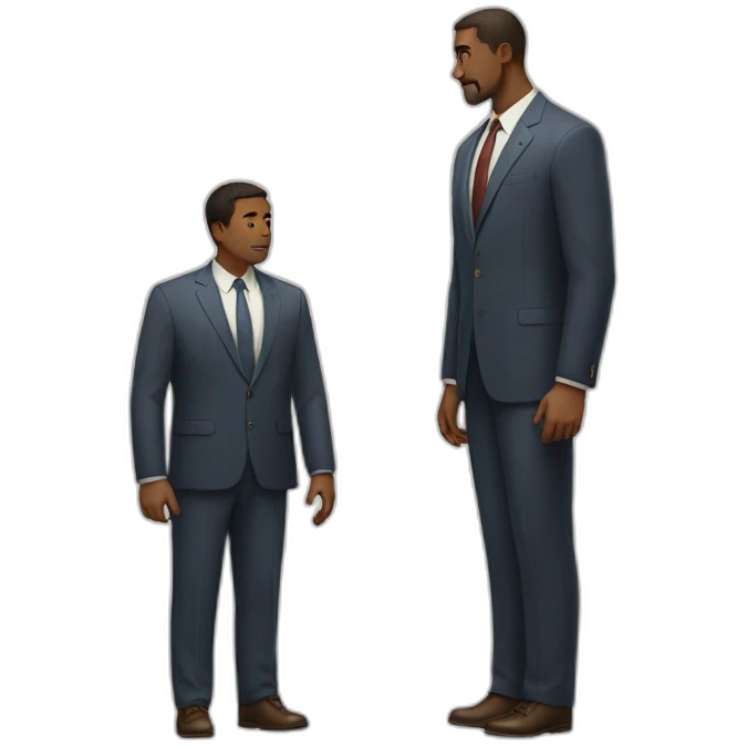 giant man standing with small man emoji