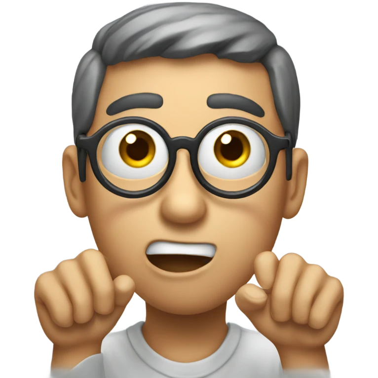 shocked emoji with handing holding glasses down a little emoji