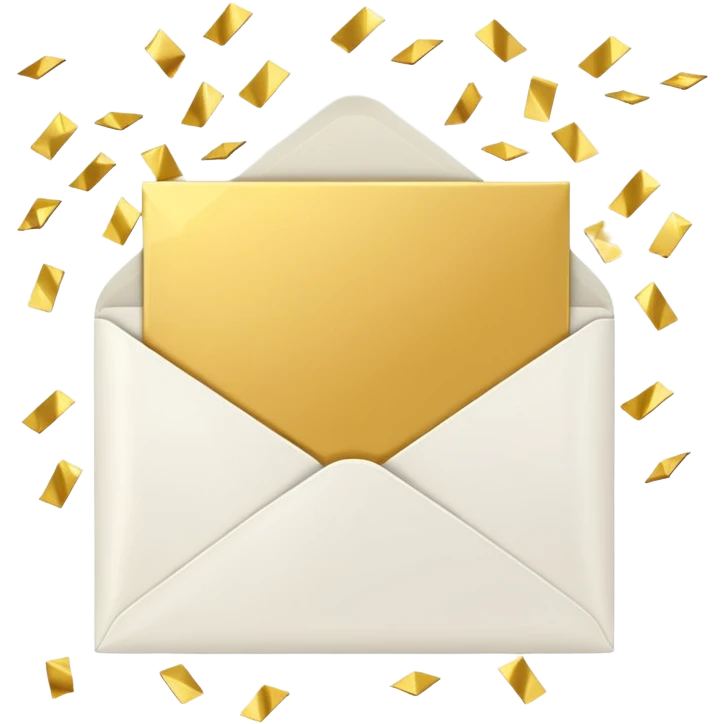 white envelope surrounded gold confetti emoji