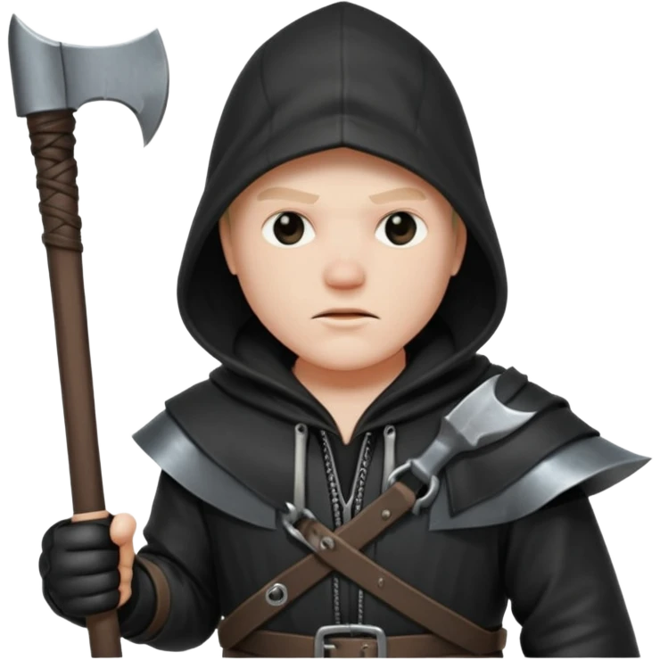 an executioner with a black hood so we can't see his face and an axe in his hand emoji