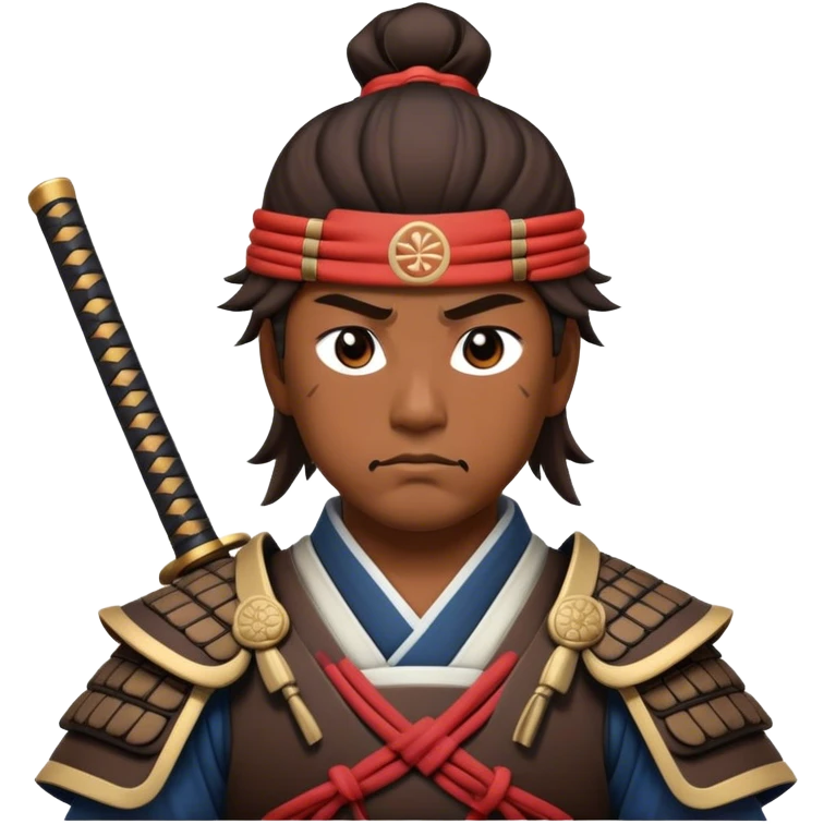 Cinematic Realistic Samurai Pop Culture Emoji, depicted with a noble, stoic portrayal of a samurai warrior rendered with crisp detail and dramatic, traditional lighting. emoji