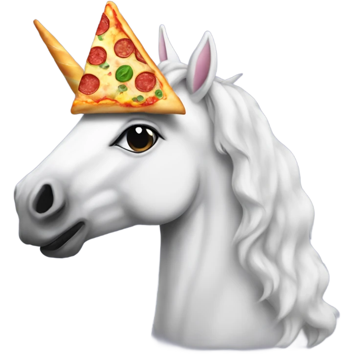 Unicorn wearing a pizza hat emoji