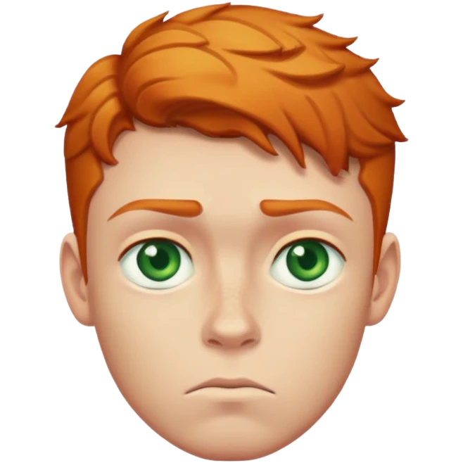 Ginger boy sad tick brows big green eyes  emoji