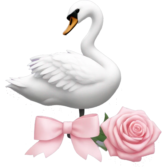 A swan with a rosa bow  emoji