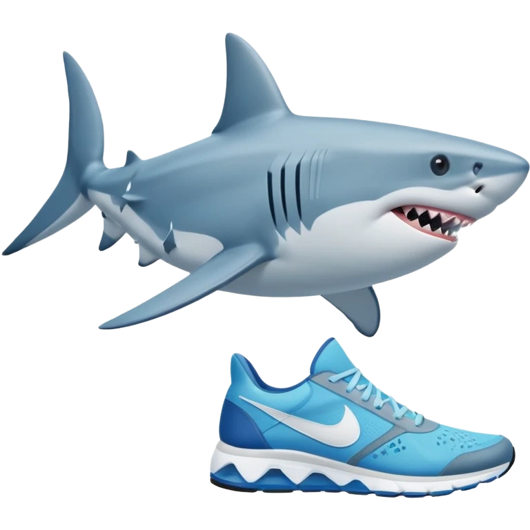 Tiburon con unas patas con unas zapatillas de correr celestes de nike emoji