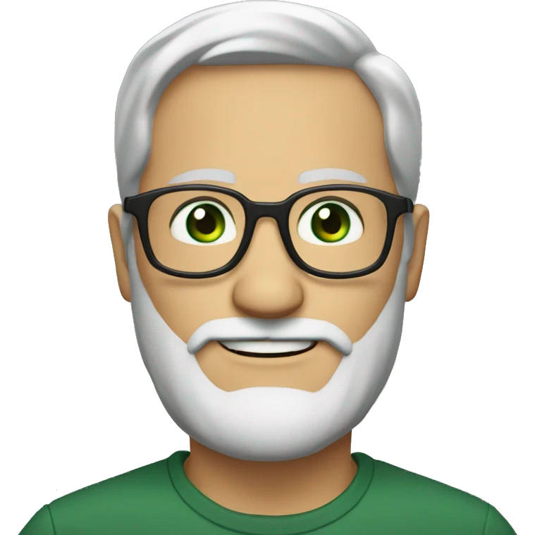 50 years old, green eyes, 2 days beard, glasses emoji