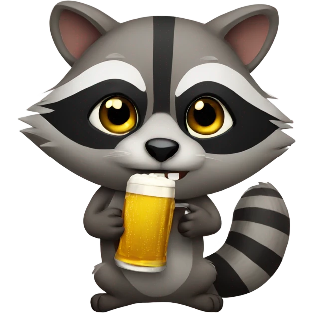 Raccoon with a beer emoji