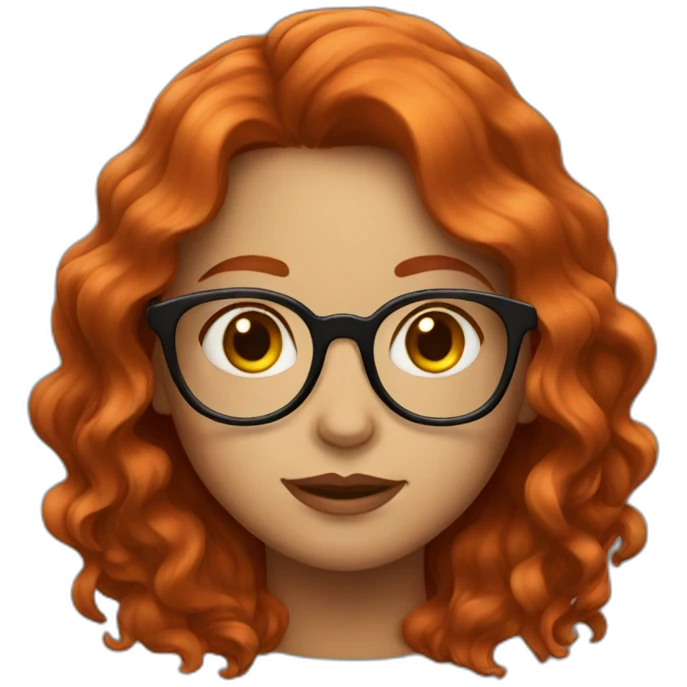 girl with wavy red hair, eyeglasses emoji