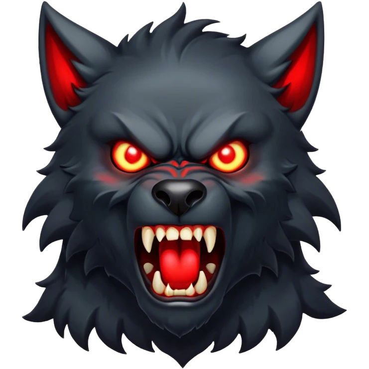 black Werewolf with glowing red eyes screaming  emoji