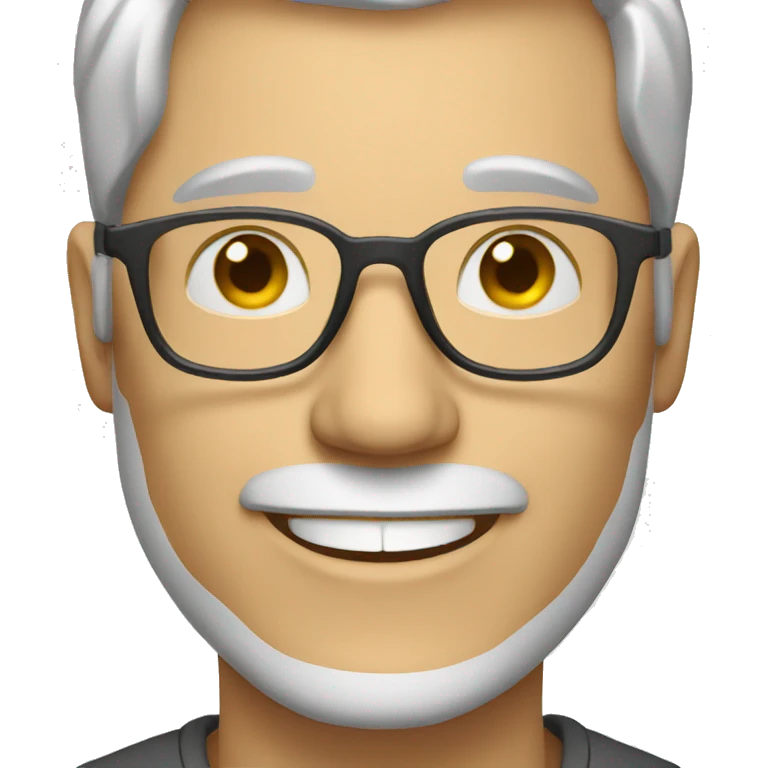 Smiling white man with glasses and gray hair emoji