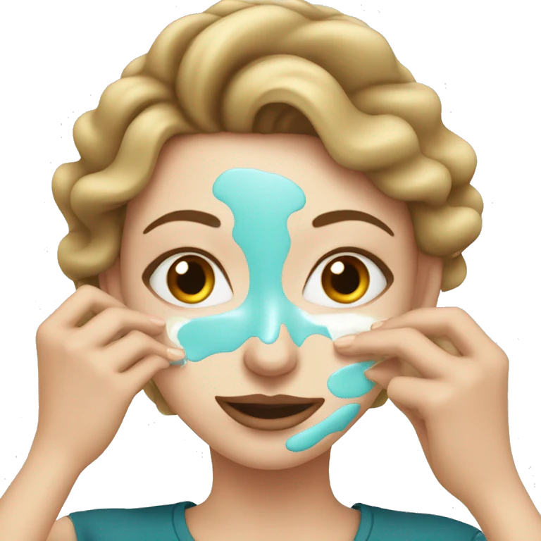 white girl applying cream on face emoji