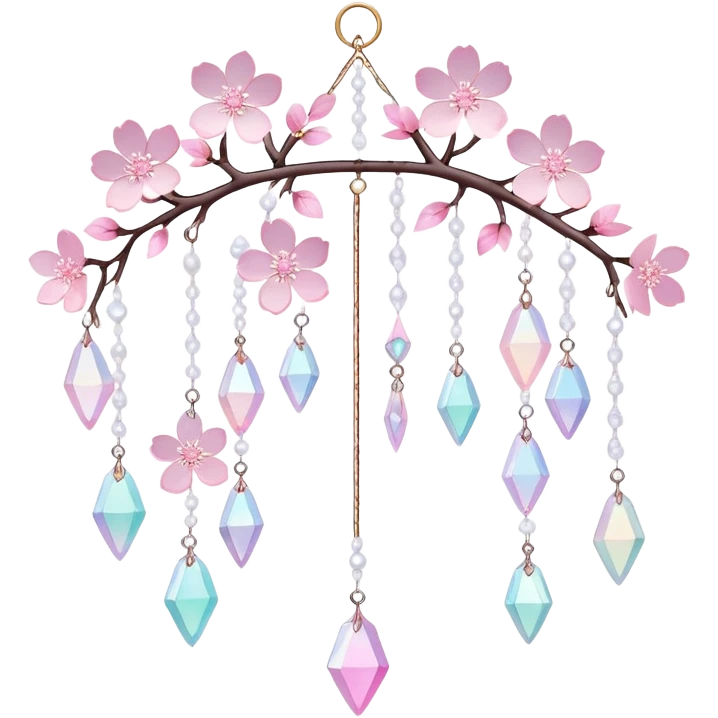 Hanging Iridescent pastel pink sakura crystals white-pearly suncatcher emoji