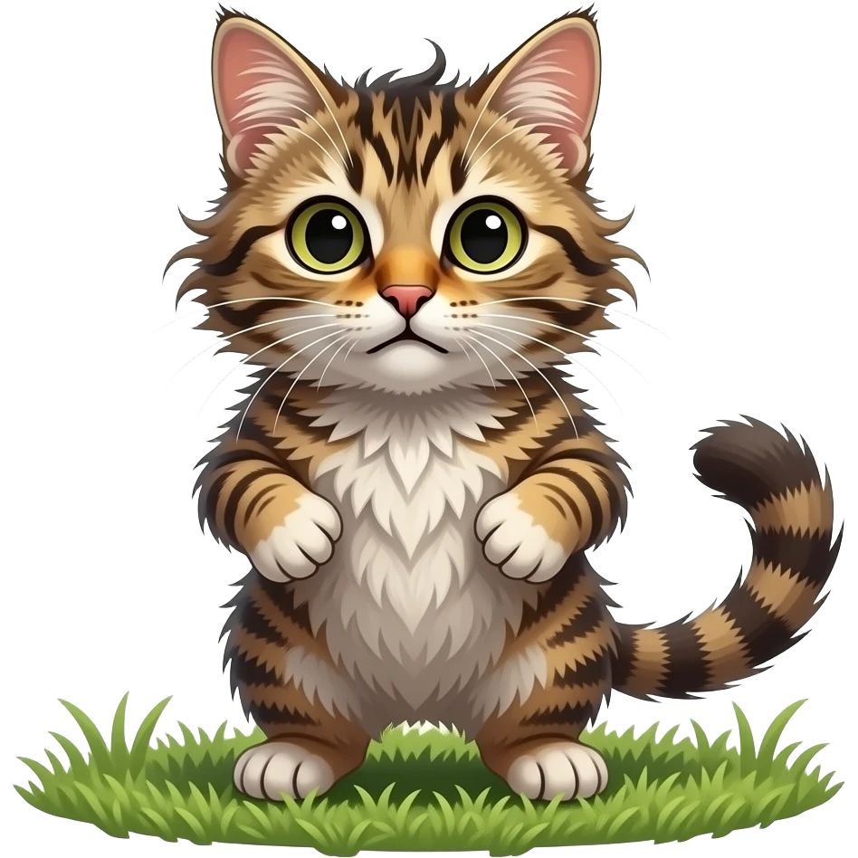 Um gato frajola puxado para estética do desenho animado emoji