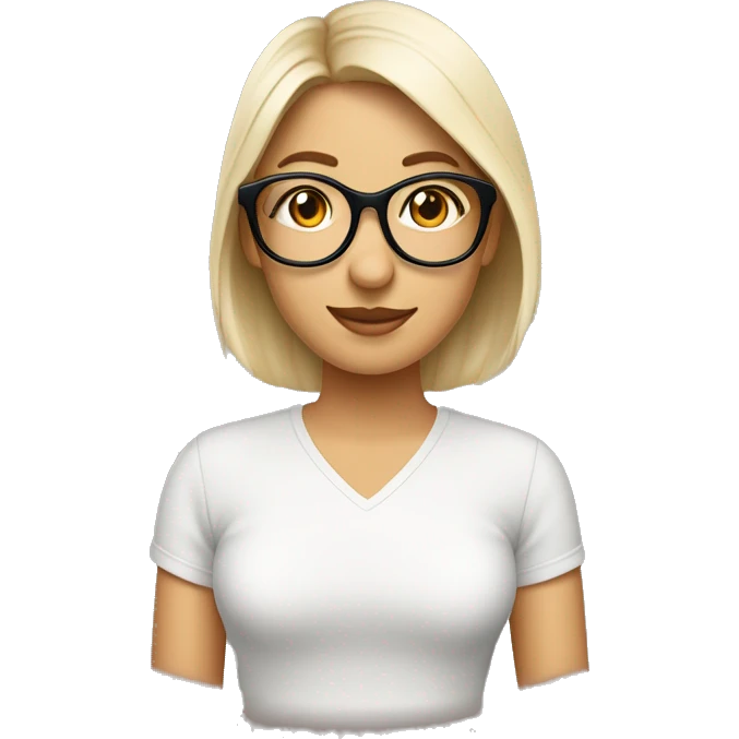 diseñadora grafica pelinegra lisa  y con gafas ojos cafes de tez blanca emoji