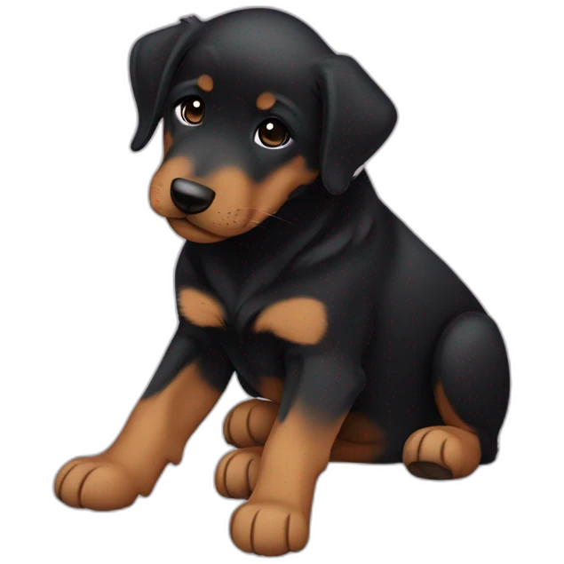 Sleeping black and brown beauceron puppy with white chest and chin emoji