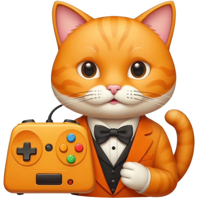 신사콧수염을 단 치즈고양이가 게임기를 들고있다 emoji