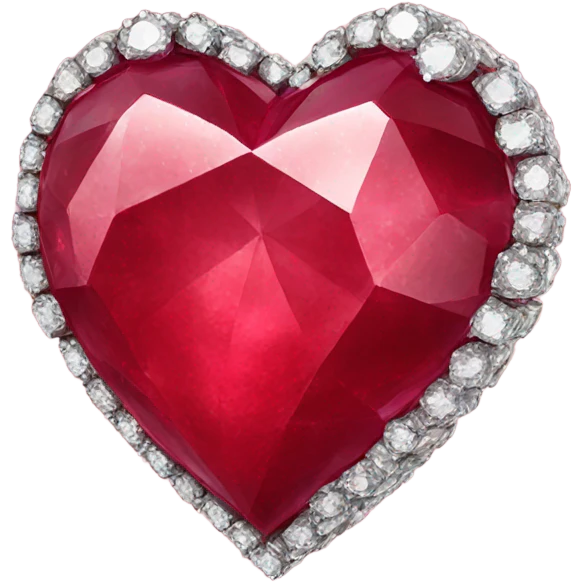 Heart made out of a ruby with a diamond texture  emoji