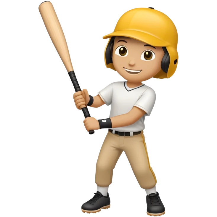 make a yellow stick non human with a smile holding a bat with limbs emoji