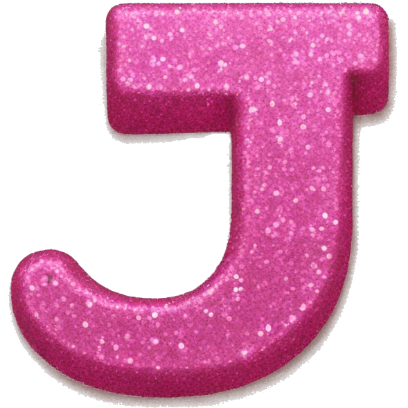 Pink Glitter letter J in cursive  emoji