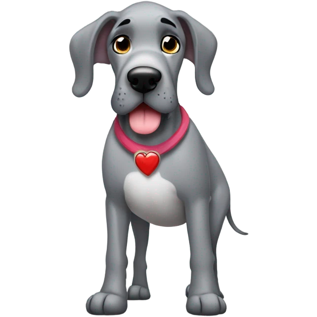 Grey great dane with heart emoji