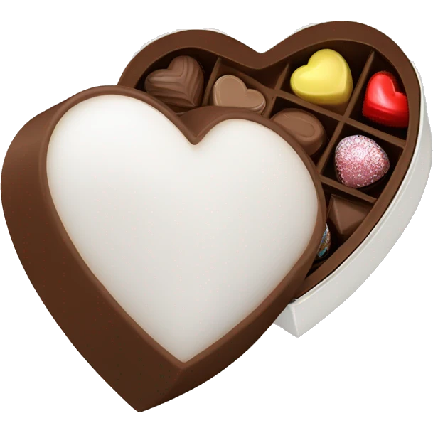 white heart shaped box with chocolates in it emoji