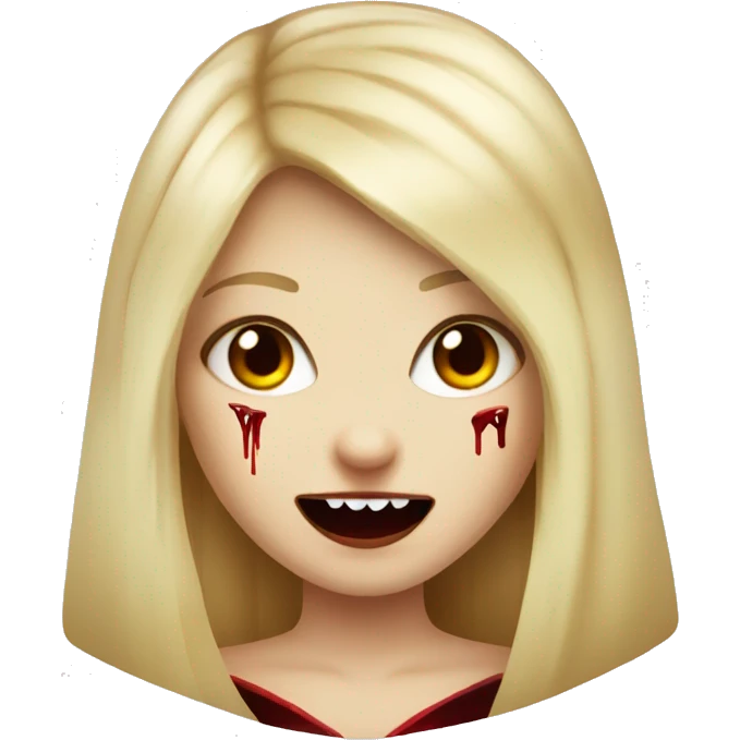 vampire blonde girl with vampire teeth an blood emoji