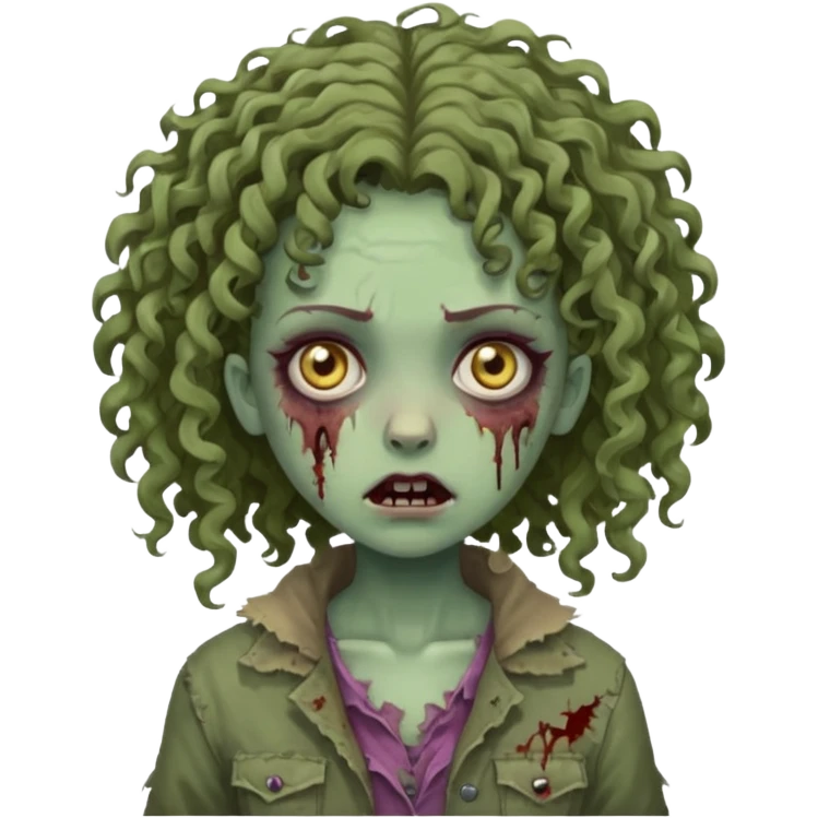 curly head girl zombie emoji