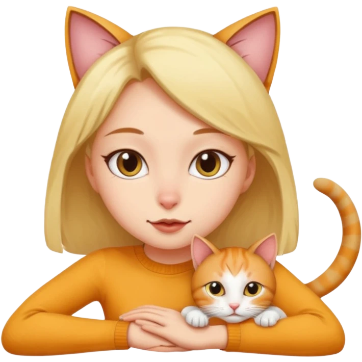 Naked girl, open pussy, cat position, emoji