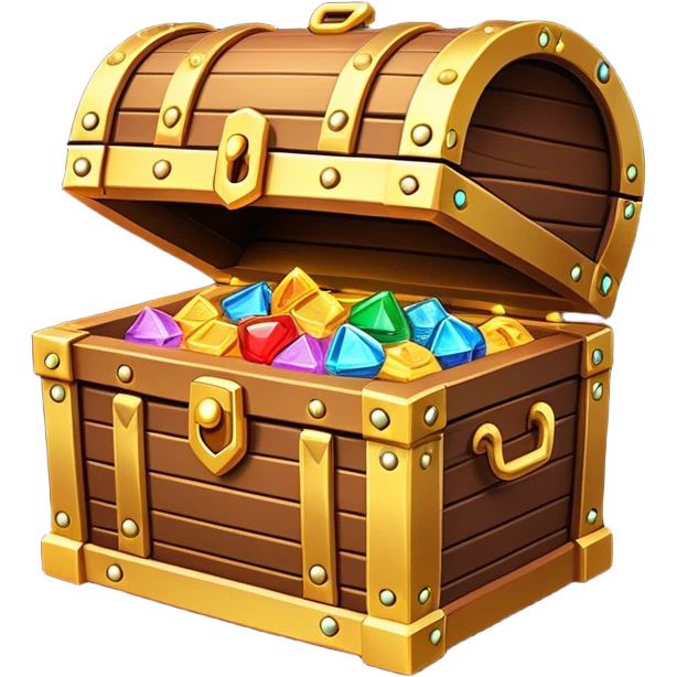 Clash of Clans aesthetic: Cinematic Playful Pixel 3D Treasure Chest Portrait Emoji, rendered in a 3D vector-style similar to standard emojis with minimal shading and bold, simplified shapes. A compact, distinct form with signature details, softly glowing with a pixelated adventure charm. Simplified yet unmistakably iconic, highly detailed and consistent, glowing with a soft radiance and high shine. Stylized with a touch of classic pixel-art charm and a soft glowing outline, capturing the essence of a beloved gaming relic with a friendly, playful manner! emoji
