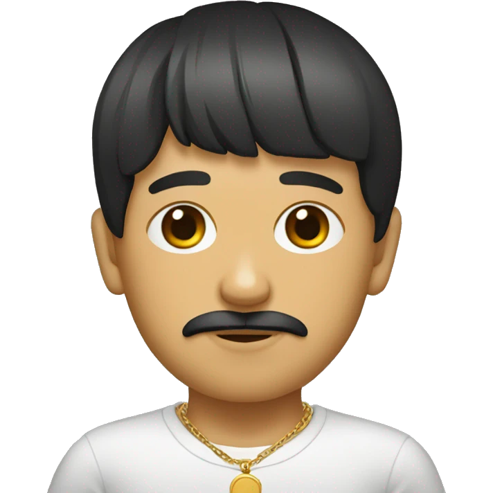 mexican edgar with a bowl cut and a gold chain with a mustache  emoji