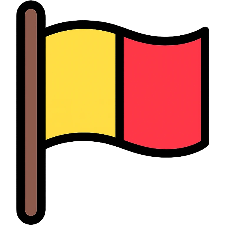 flag split vertically, left half yellow, right half red, minimal style emoji