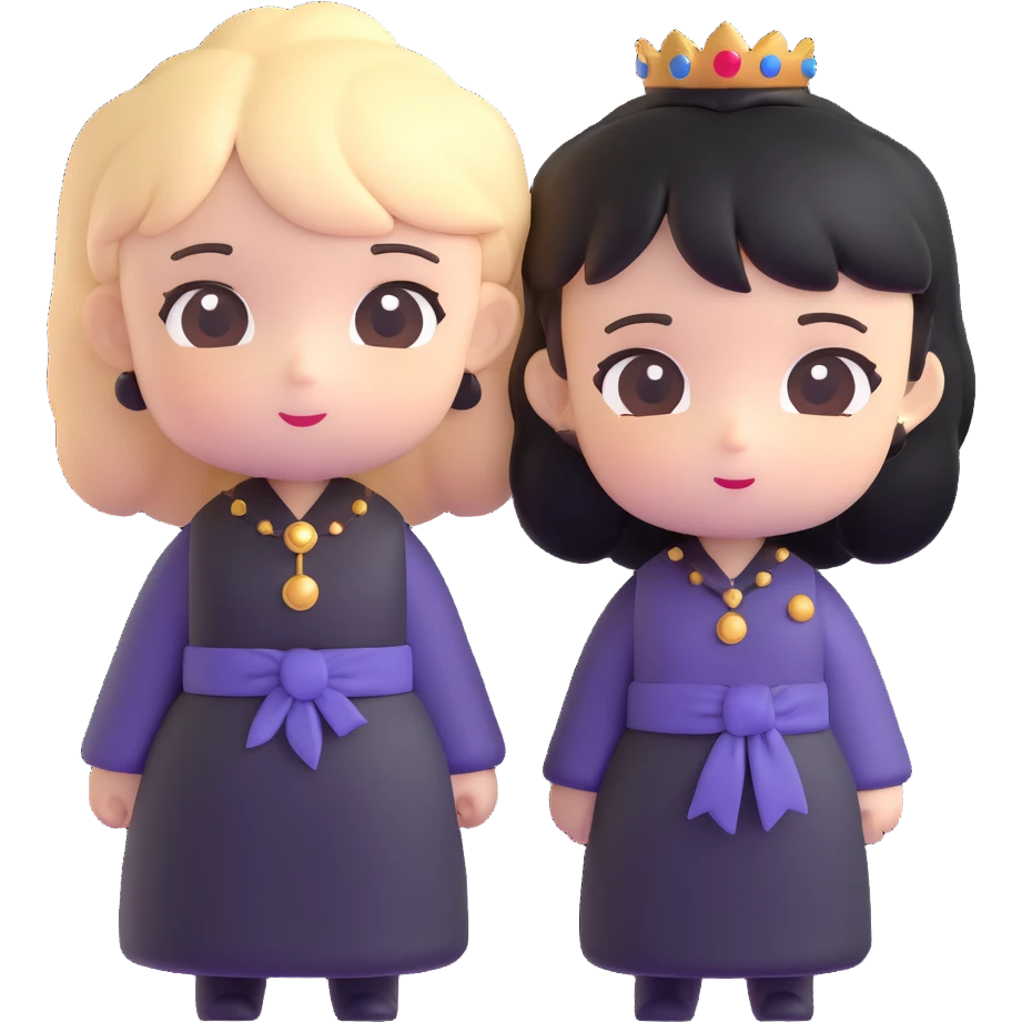Cute chibi Nero and Lady from Devil May Cry, big heads, small bodies, childlike proportions emoji